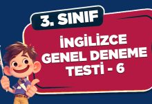 3. Sınıf İngilizce Genel Deneme Testi 6