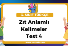 Zıt Anlamlı Kelimeler Test 4